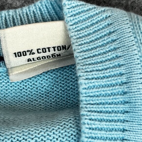 Southern Pines Mens L Light Blue Cable Knit Golf Preppy Sweater Vest 100% Cotton - Picture 7 of 9